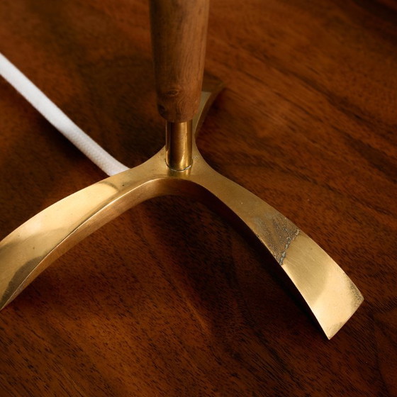 Image 1 of MK9465 Lámpara de sobremesa de teca y latón