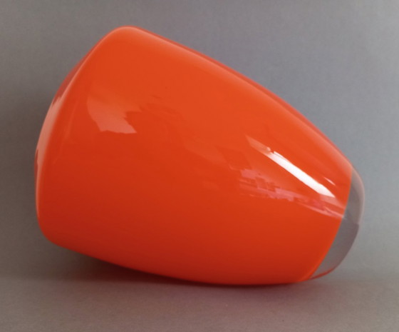 Image 1 of Énorme vase en verre orange/blanc Walther Gropius Bauhaus 'TAC02' Rosenthal 1969