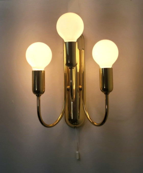 Image 1 of Lampade da parete vintage in ottone in stile Hollywood Regency di Sölken Leuchten