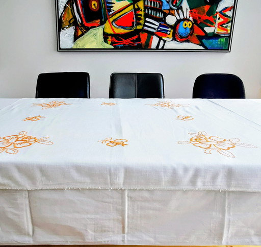 Art-Deco-Leinentischdecke