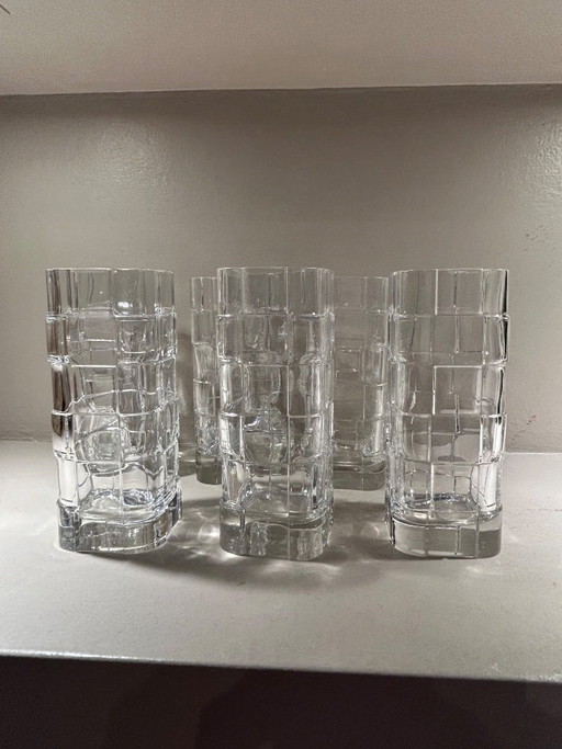 Ensemble de 6 verres en cristal par Cini Boeri pour Arnolfo di Cambio, 1970s