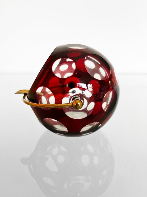 Vintage GDR Harzkristall red colored ashtray Marita Voigt