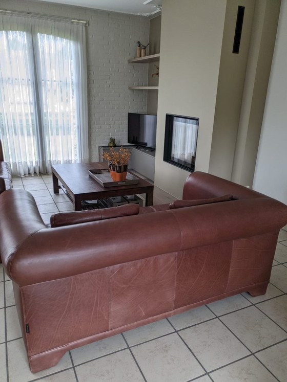Magnifique ensemble lounge 3 places + 2 places en cuir marron de Machalke – Canapés, Leather (photo 4 of 5)