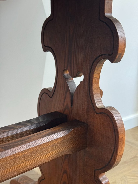 Image 1 of Antique German / Alpine Trestle Table With Drawer