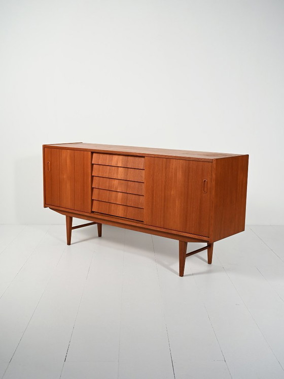 Image 1 of Scandinavian sideboard with louvered drawers, 1950s/60s