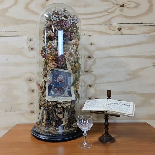 Campana antica molto grande con fiori di Maria cattolica (altezza: 73 cm) Vergine Santissima del Rosario (campana itilana)