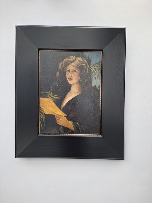 Schilderij vrouw met brief