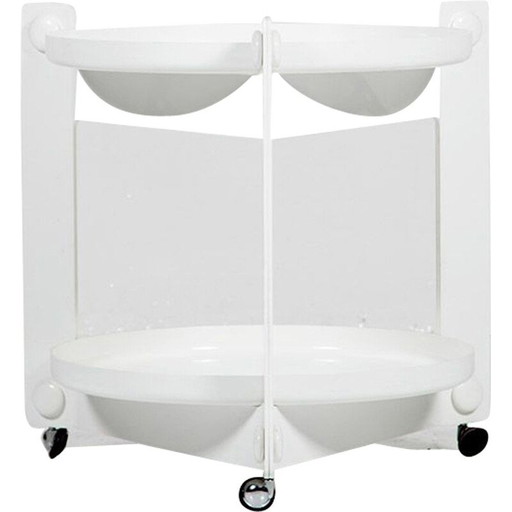 Chariot vintage en plastique avec 2 plateaux amovibles par Luigi Massoni pour Guzzini, 1970