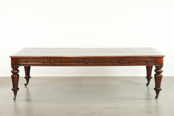 Image 1 of Unique large antique English library table/writing desk/desk from the 19th century