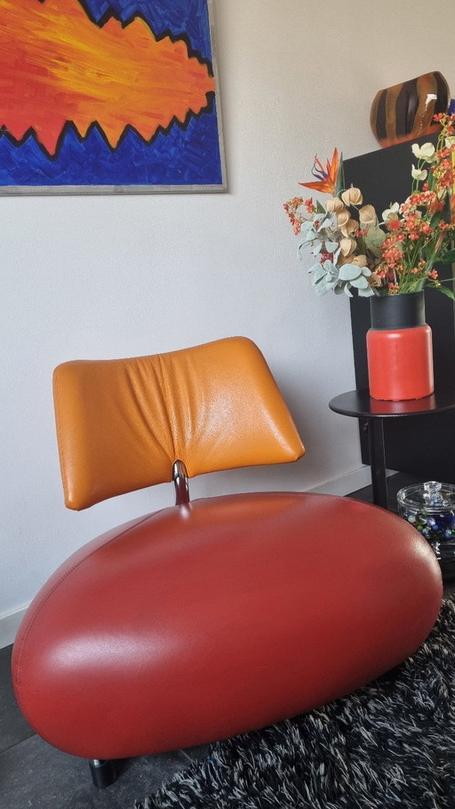 Leolux Palone en cuir rouge et orange doux