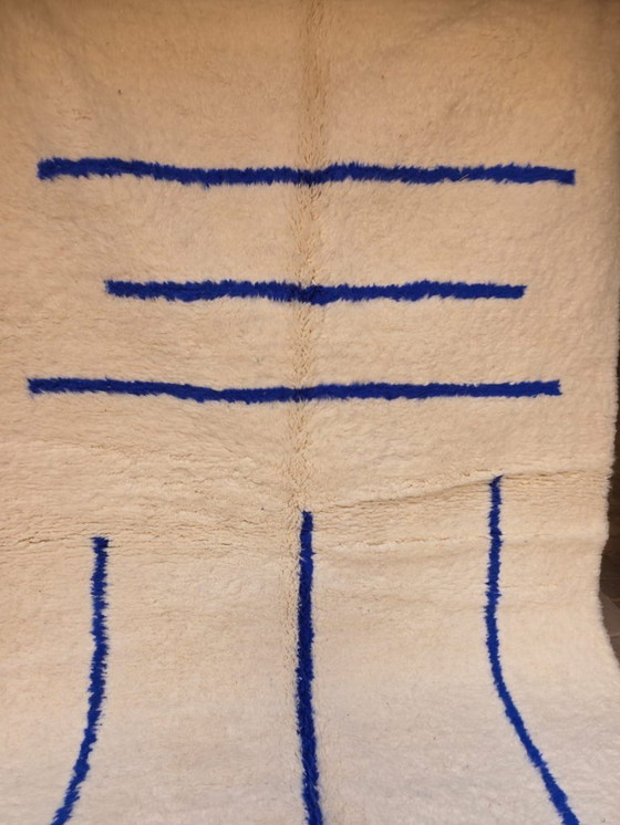 Image 1 of Alfombra Beni Ourain azul y crema, 258 x 161 cm