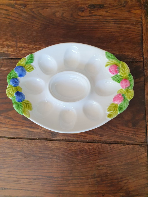 Egg dish in ceramics from Italy signed Italica Ars
