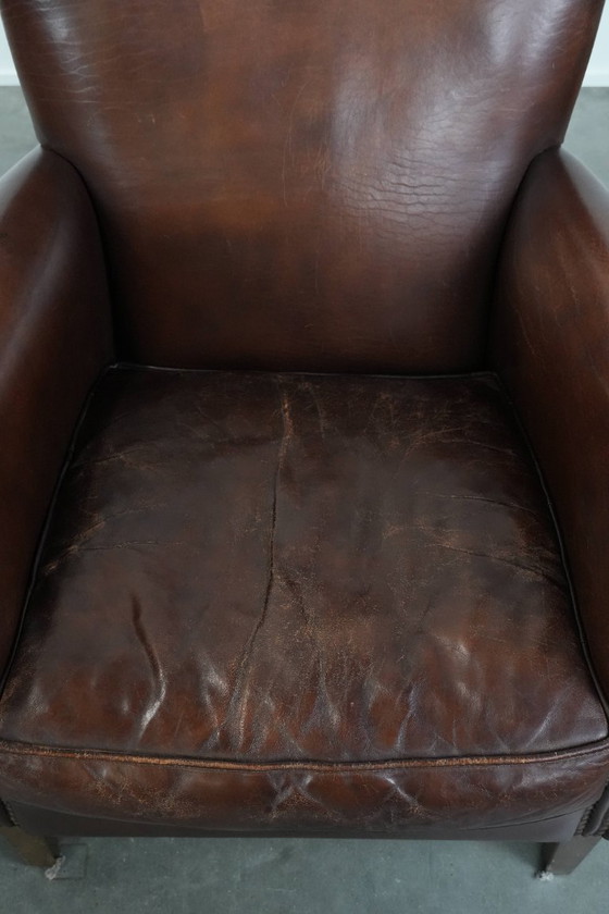 Image 1 of 2 x Vintage schapenleren fauteuil met prachtige warme kleuren