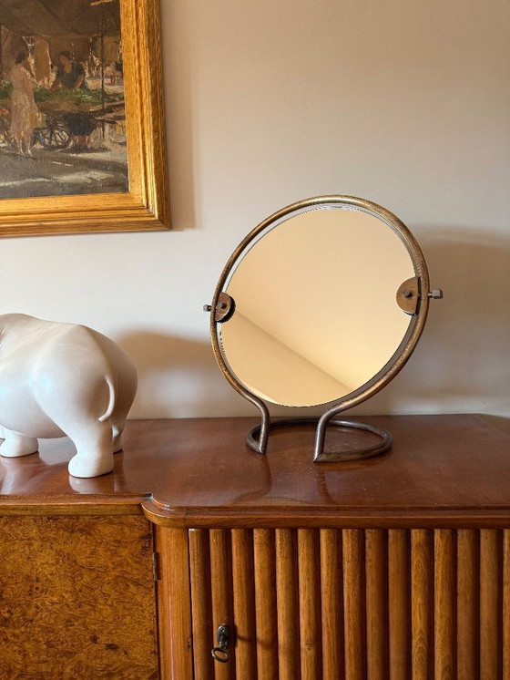 Image 1 of Tischspiegel/Schminktisch aus Messing, Italien, Mitte des 20. Jahrhunderts, 1960er Jahre