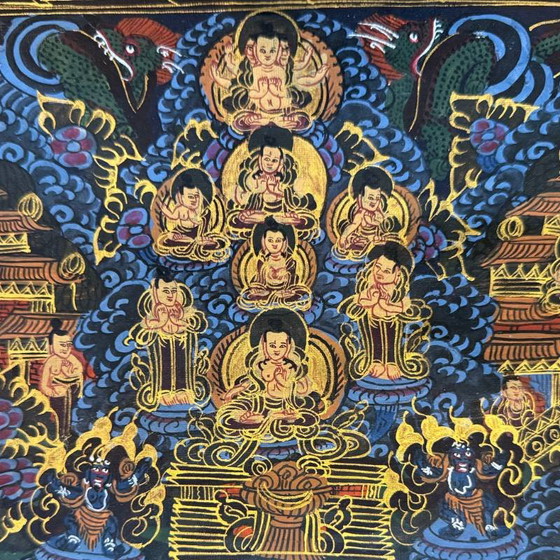 Vajradhatu Mandala Thangka – Rituelle Meditations-Thangka mit den Fünf Dhyani Buddhas (Lot 344) (photo 5 of 7)