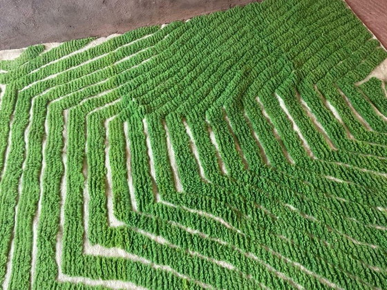 Image 1 of Handgeweven tapijt van puur wol, groen Marokkaans Atlas tapijt, afmeting 200x300 cm
