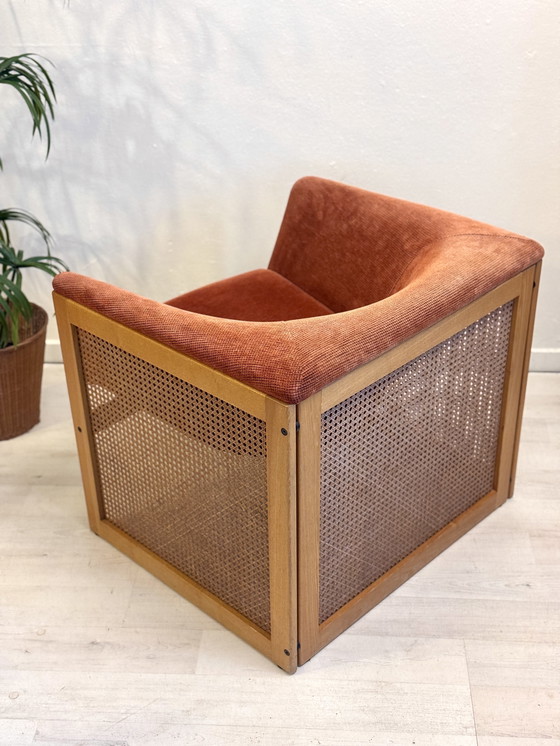 Image 1 of Poltrona vintage in stile boho anni '70 con fettuccia