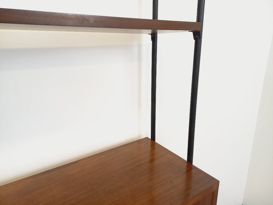 Image 1 of Libreria doppia componibile vintage italiana in legno e metallo degli anni '60