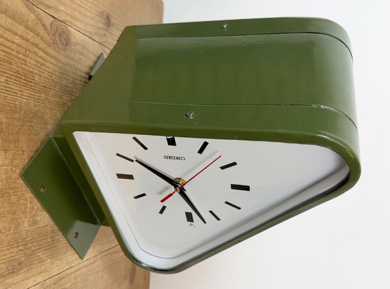Horloge murale double face Seiko Ships verte vintage, années 1970 – Pendules, Glass, Iron (photo 8 of 18)