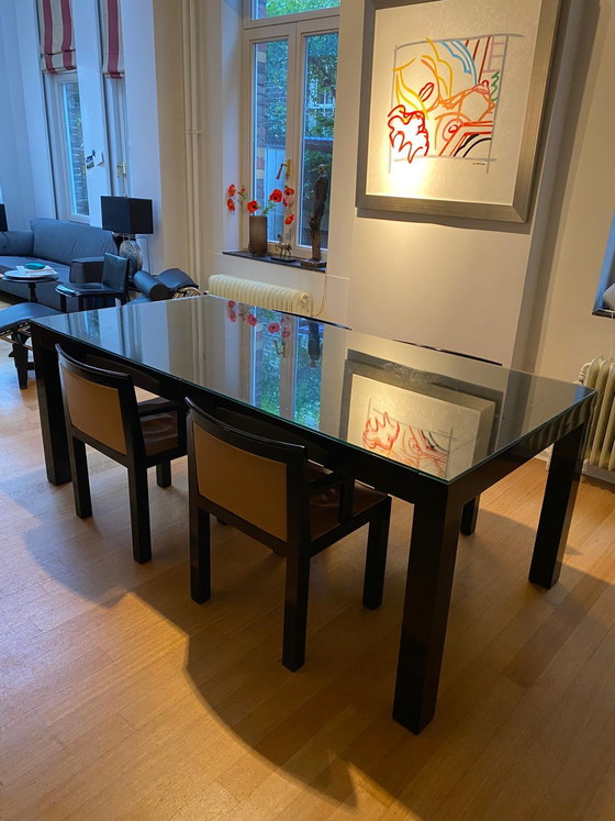 Image 1 of Sedie da pranzo e4 in legno laccato nero, design Herman Zeekaf