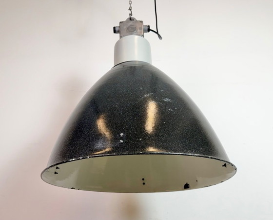 Image 1 of Große industrielle Emaille-Fabrik-Hängeleuchte von Elektrosvit, 1960er Jahre