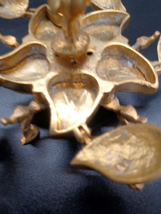 Image 1 of Antike Puderdose aus Messing für hinduistisches Make-up, Ende des 19. Jahrhunderts