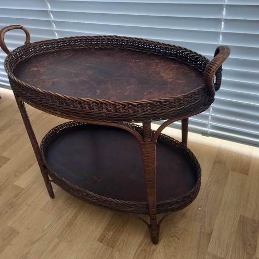 Vintage rattan side table.