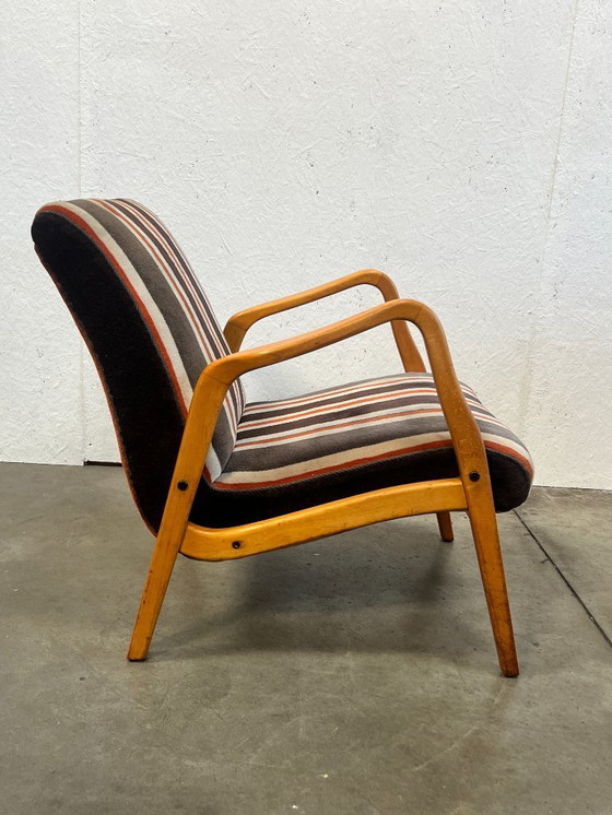 Image 1 of Vintage Fauteuil, Duitsland 1970's, Gestreepte Bekleding