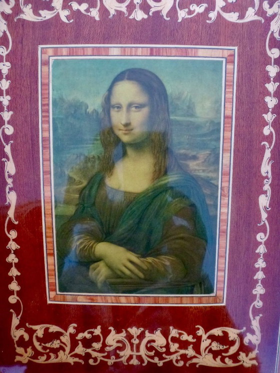 Image 1 of Swiss Large jewelry box with Reuge music box (incl. key) with image of Mona Lisa.