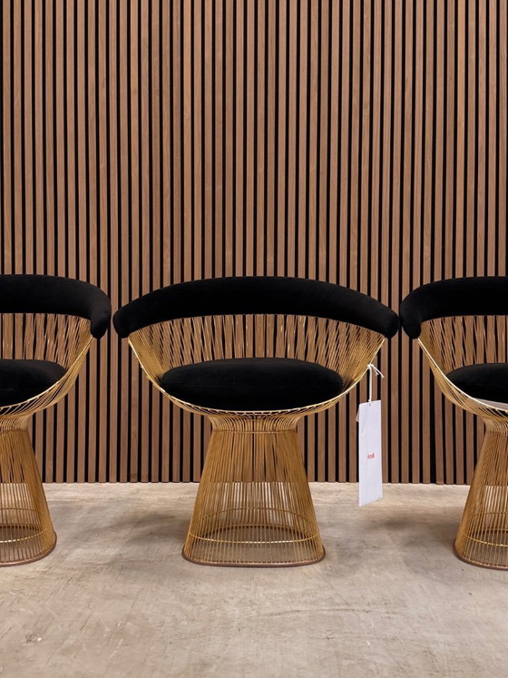 Image 1 of Sedia Knoll Warren Platner - Nero cashmere con dettagli dorati