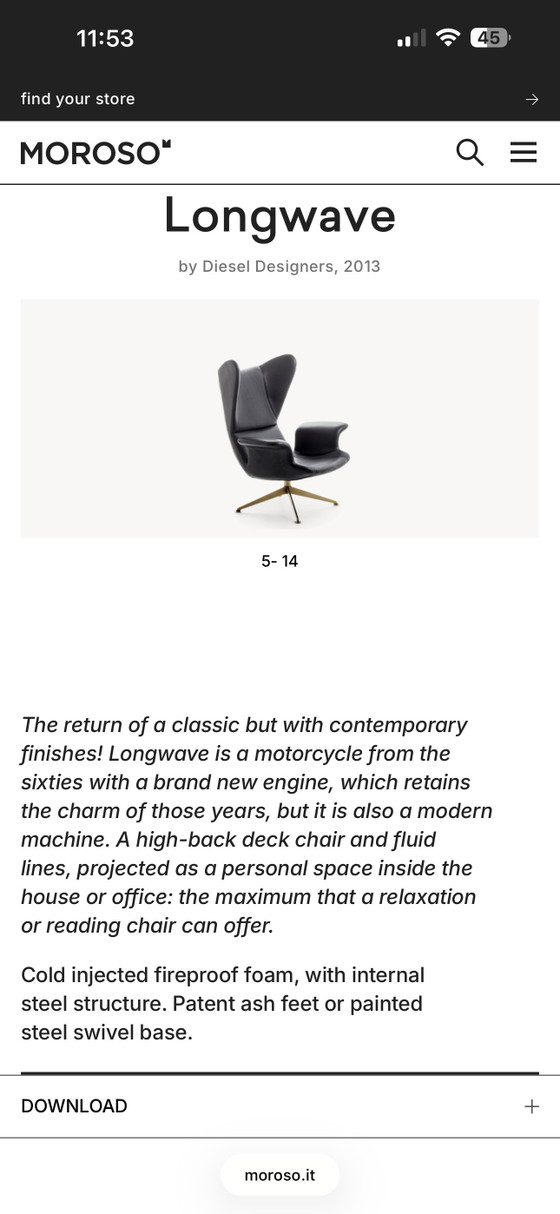 Image 1 of Moroso diesel. Designstoel van Longwave.