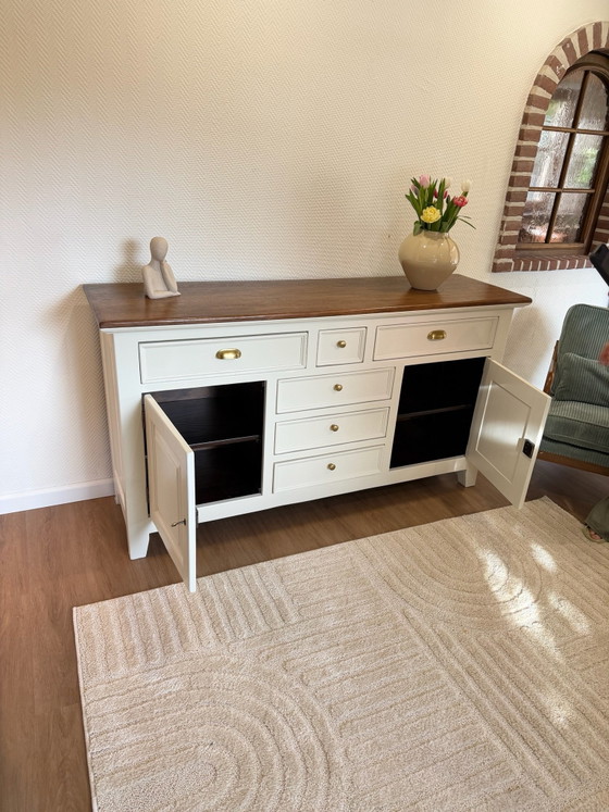 Credenza in Mogano Restaurata – Avorio & Noce – Mobile Contenitore Vintage – Henders & Hazel, Credenze, Legno (photo 4 of 8)