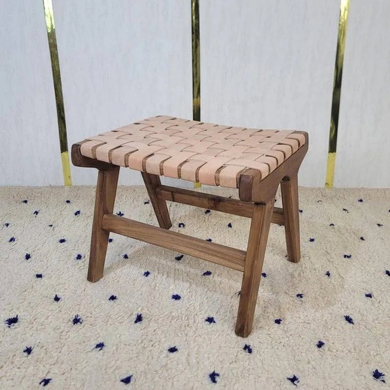 Tabouret marocain en bois fait main, – Bancs (photo 6 of 6)