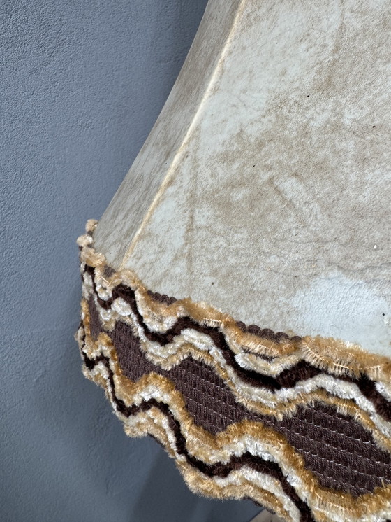 Image 1 of Vintage standing lamp with classic shade and wooden base