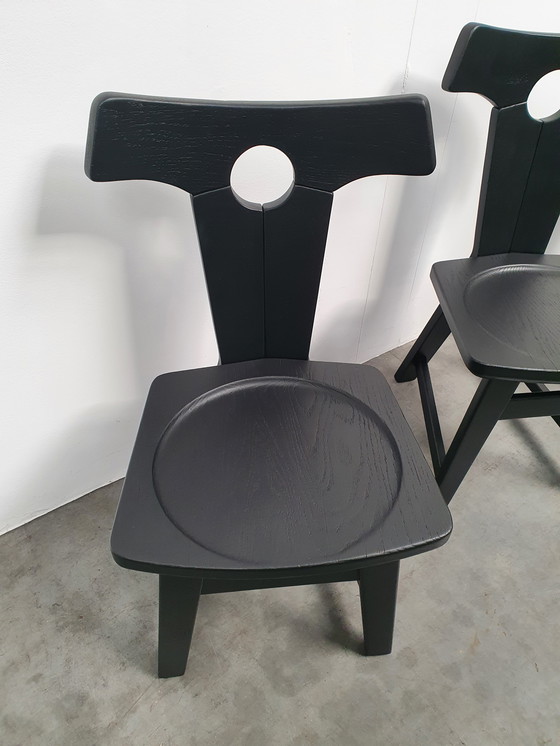 Image 1 of Brutalistische Eichenstühle 60er Jahre Schwarz