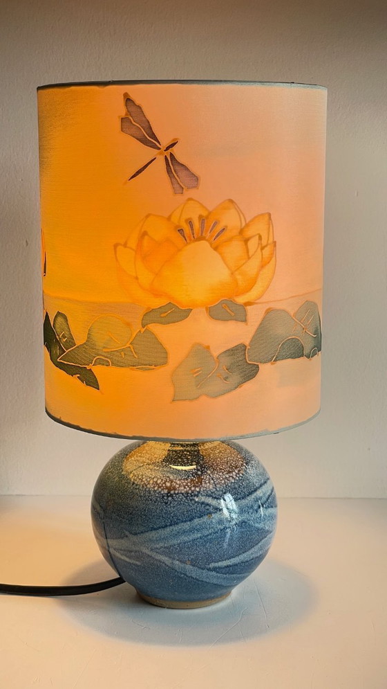Image 1 of Vintage Ceramic and Silk Lamp