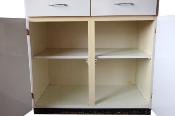 Low Formica cabinet, white with wooden top, W80xD45cmxH80.5cm – Metal (photo 3 of 10)