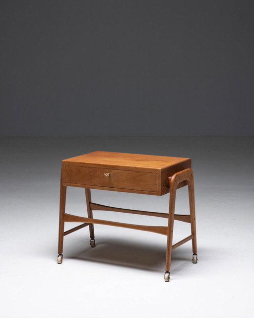 Chariot de couture en teck, Poul Dinesen, Danemark, années 1960