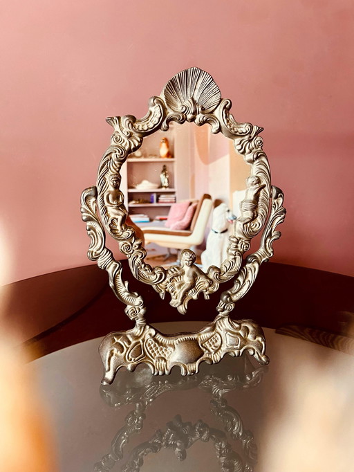 🩶 Miroir/miroir de coiffeuse rococo en fonte italienne 🩶