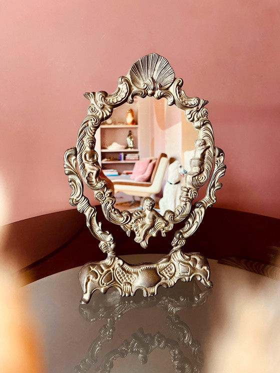 Image 1 of 🩶 Miroir/miroir de coiffeuse rococo en fonte italienne 🩶