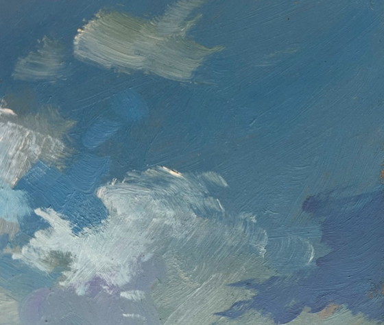 Image 1 of Original Oil Painting Summer River Landscape Summer flood of the river