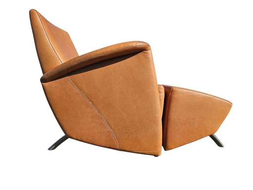 Poltrona + pouf abbinato - pelle - 2000