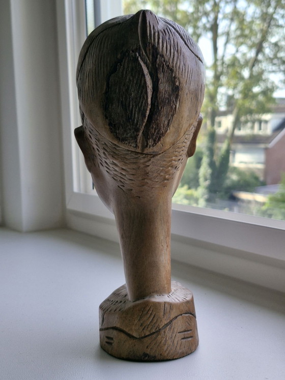 Vintage Afrikaanse Buste - Tweekleurig Ebbenhout – Decoratieve objecten (photo 6 of 7)