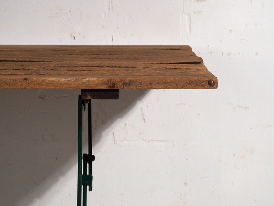 Vintage Folding Garden Table in Wood and Iron, Central Europe, circa 1950, Green, Rustic (photo 6 of 10)