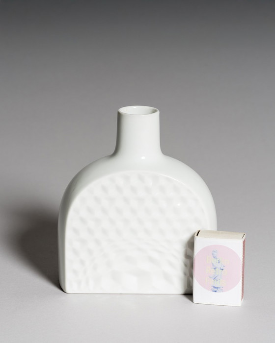 Image 1 of Architectural Pairing: Two White Porcelain Vases by Fürstenberg, West Germany, 1970s