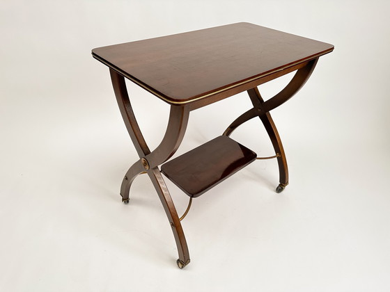 Image 1 of Vintage Mid-Century Side Table On Wheels