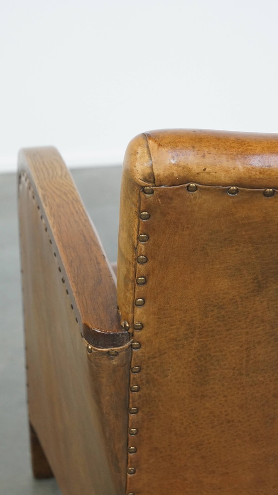 Image 1 of Poltrona in stile Art Déco in pelle di pecora e legno