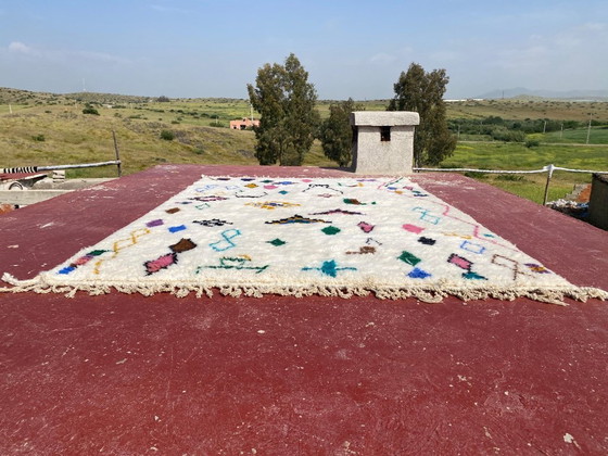 Image 1 of Authentiek Beni Ouarain tapijt 300x200 cm – Handgemaakt Marokkaans wollen tapijt – Minimalistisch Berbers tribaal ontwerp