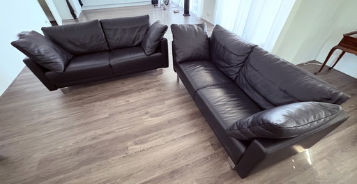 2x 2.5 Leather Bison Design Sofa (Montel)