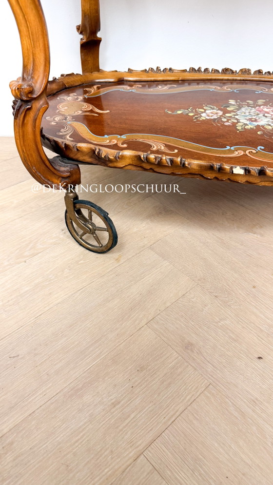 Vintage barok serveerwagen bar cart, Hout, Meerdere kleuren (foto 6 van 7)